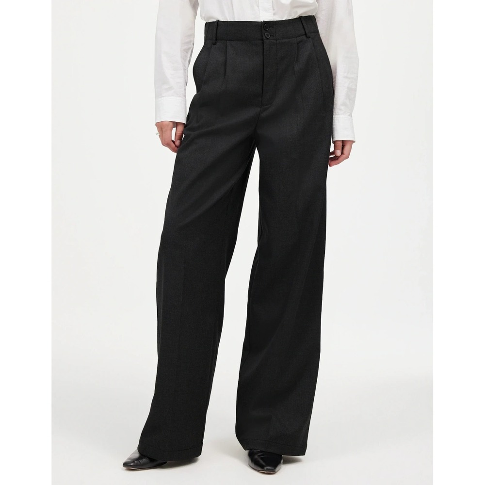 NWT Madewell Harlow Wide-Leg Trouser Womens 2P Dark Grey Brushed Twill Pant $118